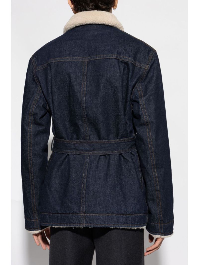 Blue Faux-shearling Denim Jacket