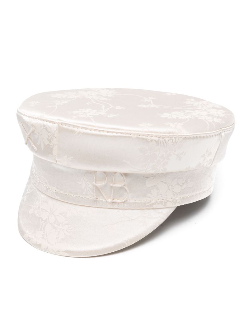 Floral-jacquard Baker Boy Cap
