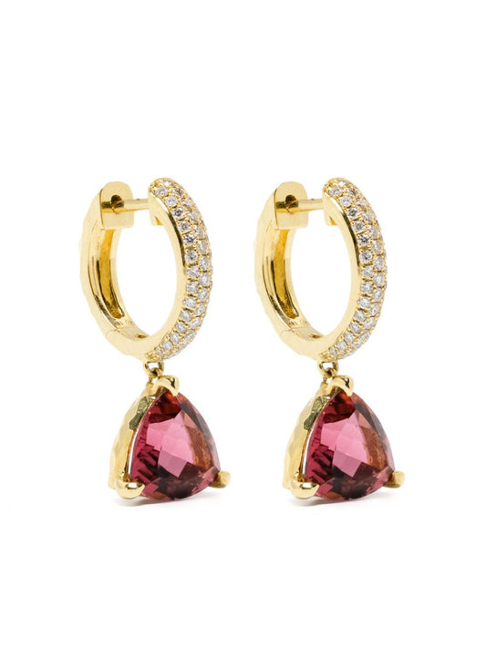 18k Yellow Gold Crescent Coast Tourmaline and Diamond Earrings