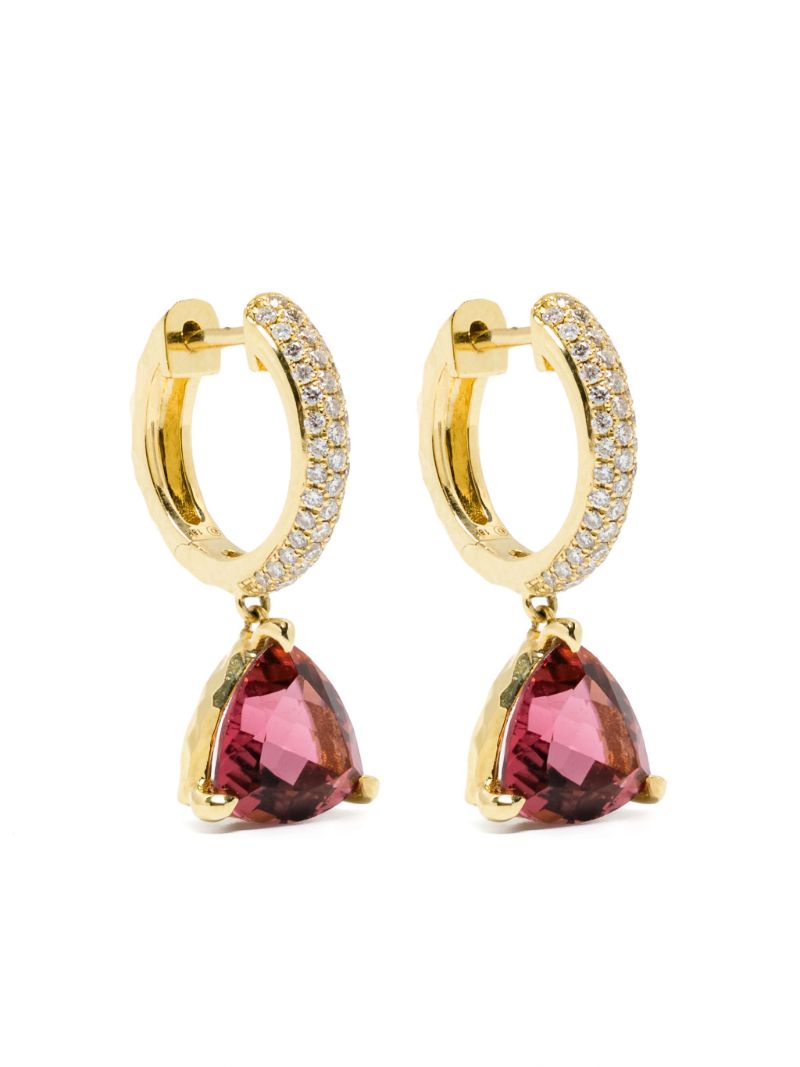 18k Yellow Gold Crescent Coast Tourmaline and Diamond Earrings