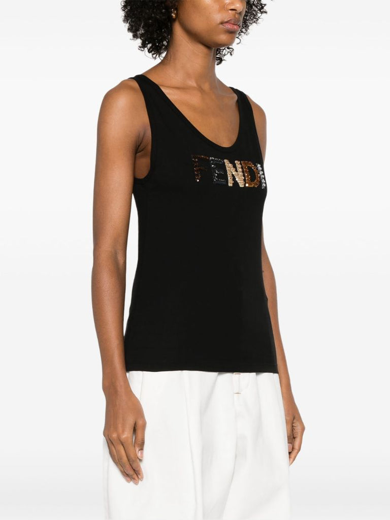 Sequin-logo Tank Top