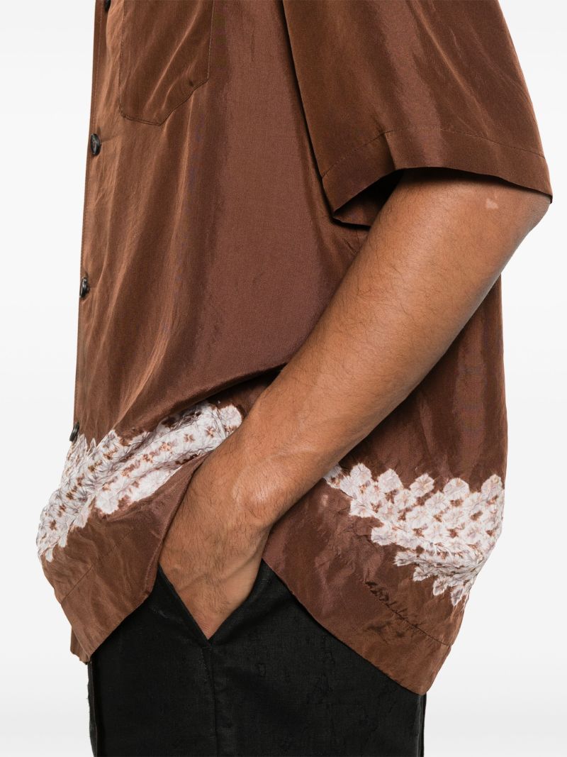 Brown Contrast Stripe Silk Shirt