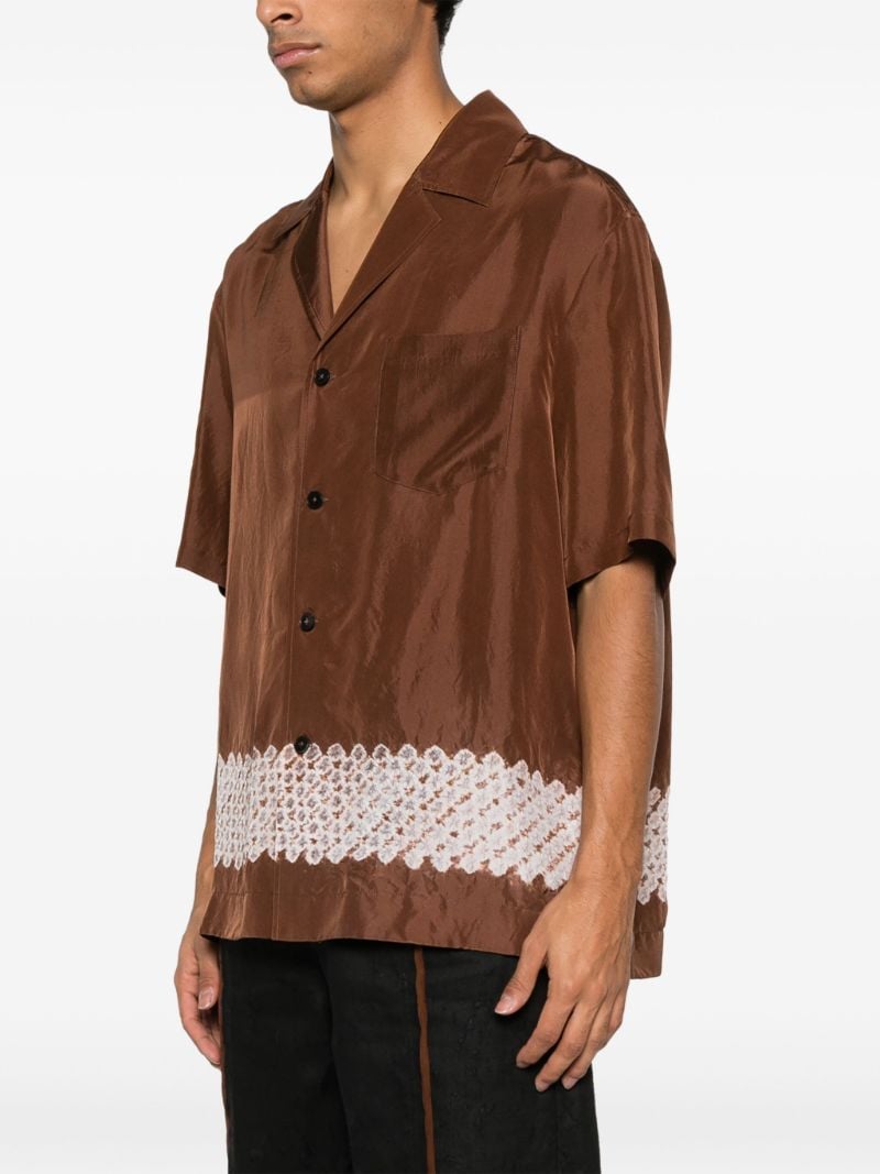 Brown Contrast Stripe Silk Shirt