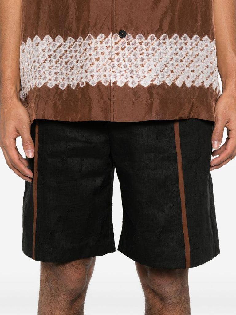 Black Contrast Stripe Bermuda Shorts