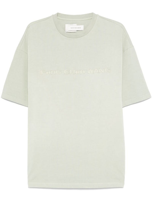 Green Logo-appliquÃ_x0083_Â© Cotton T-shirt