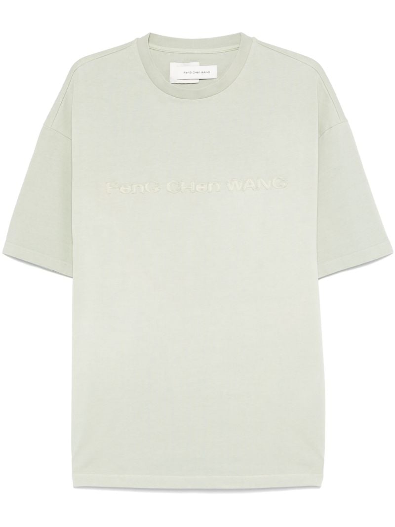 Green Logo-appliquÃ_x0083_Â© Cotton T-shirt