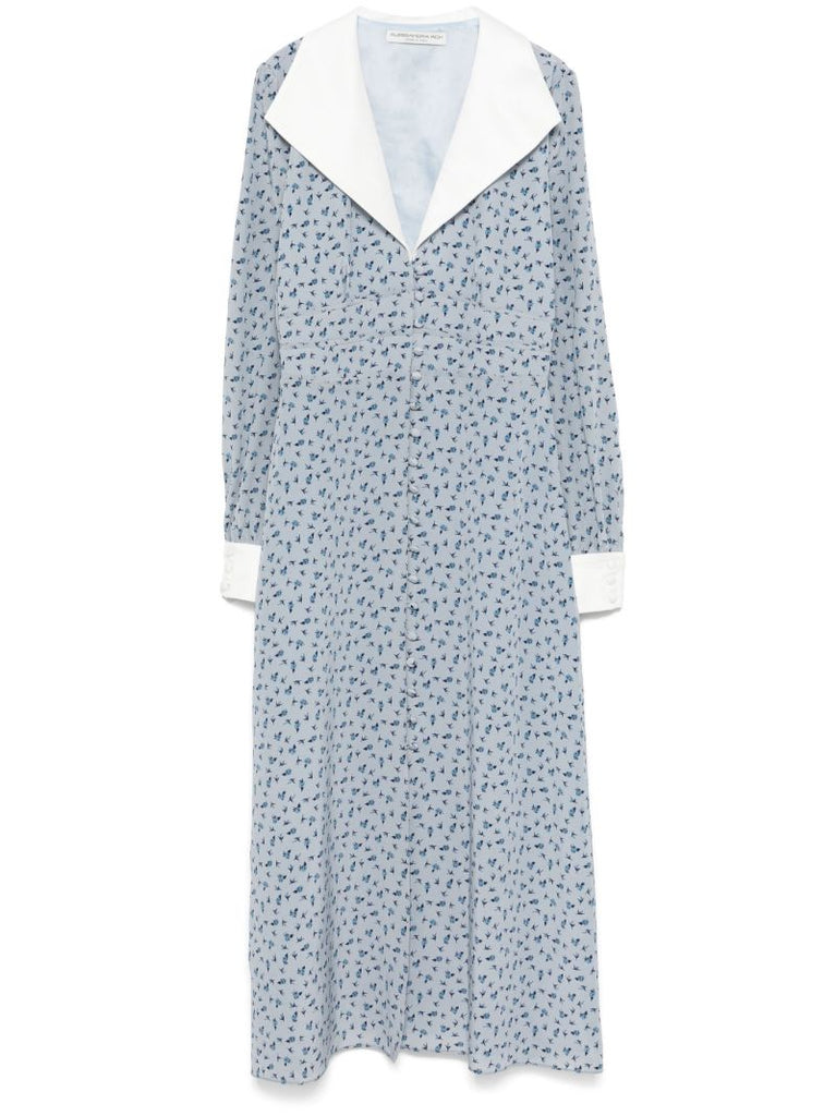 Blue Rose-print Dress