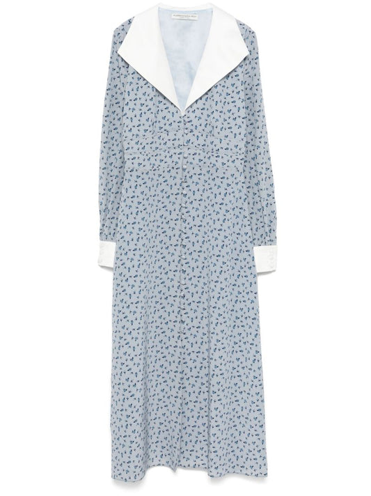 Blue Rose-print Dress