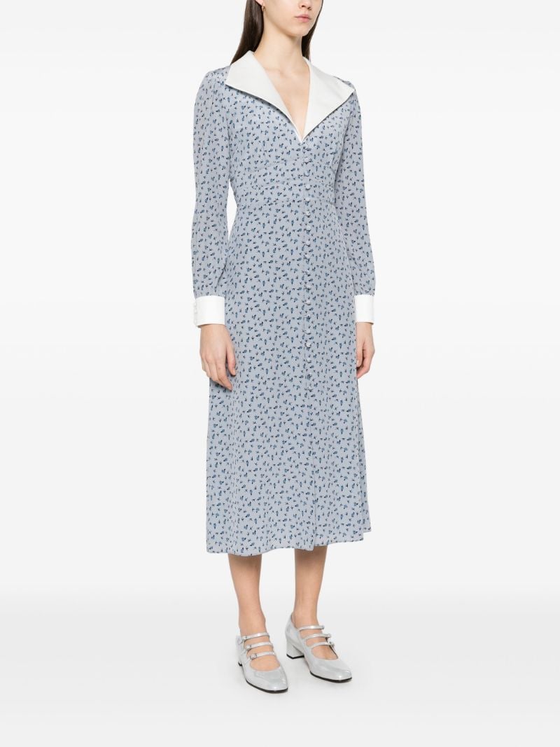 Blue Rose-print Dress