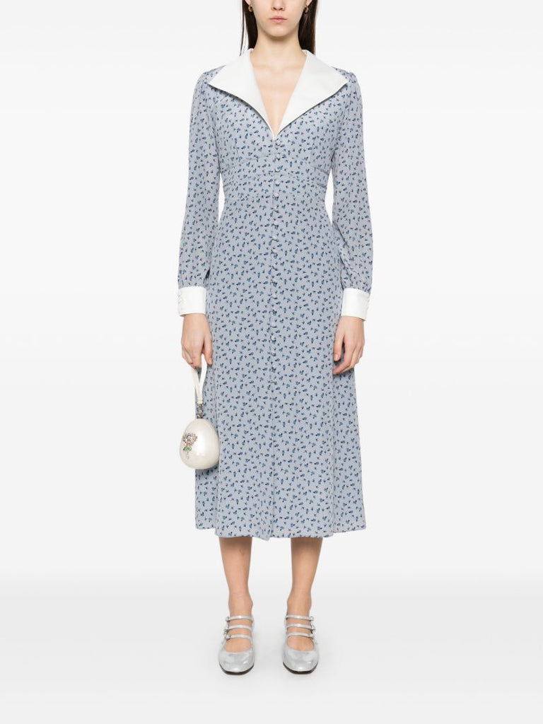 Blue Rose-print Dress