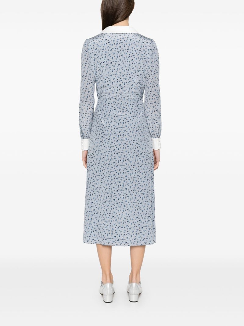 Blue Rose-print Dress