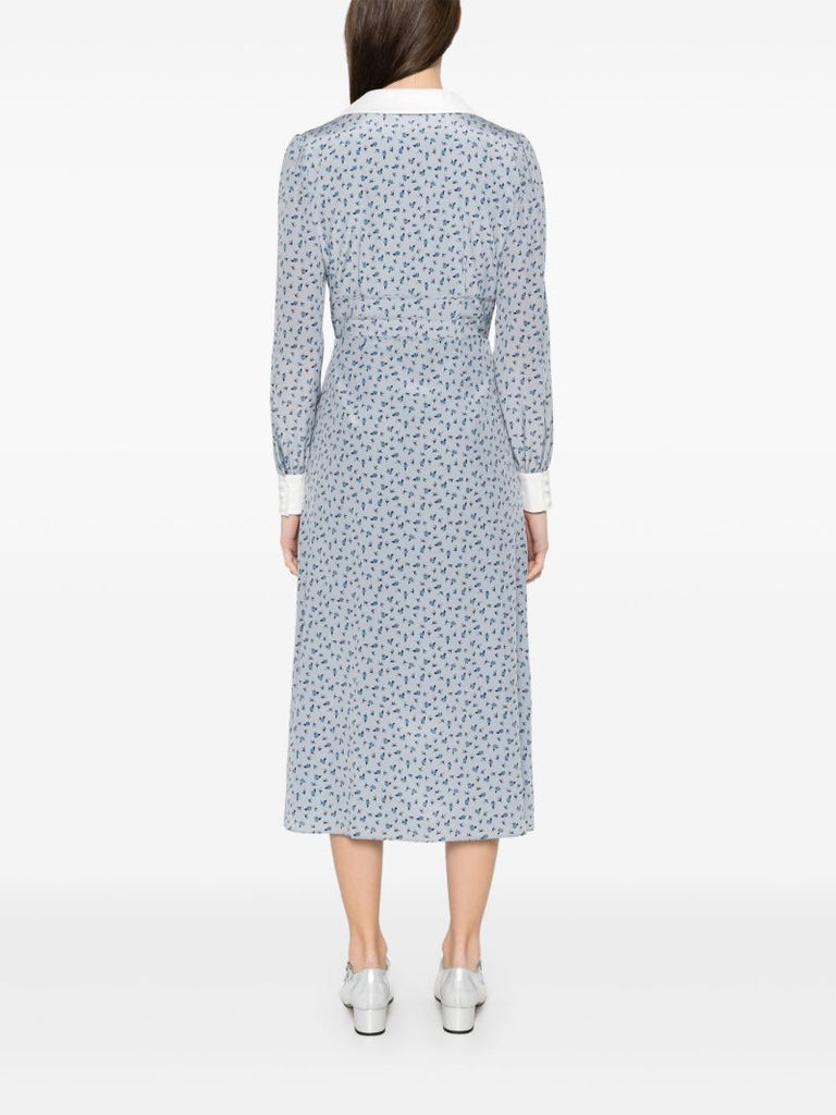 Blue Rose-print Dress