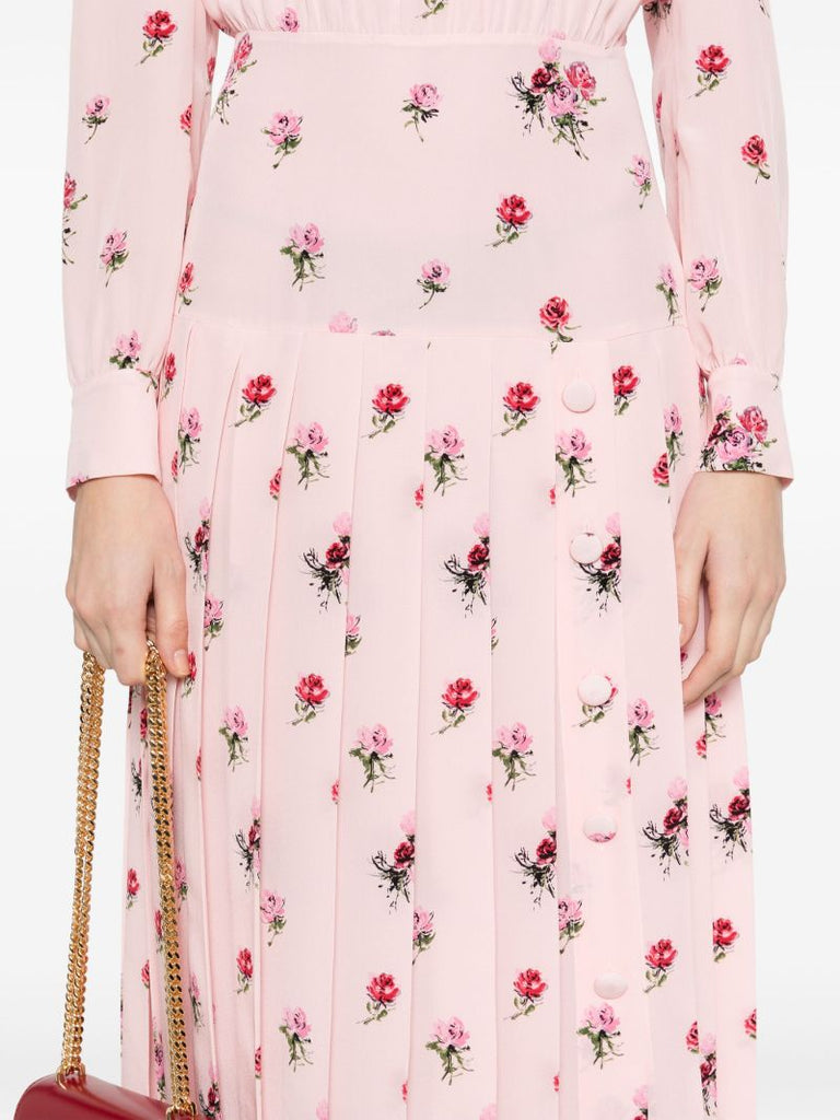 Pink Rose-print Dress