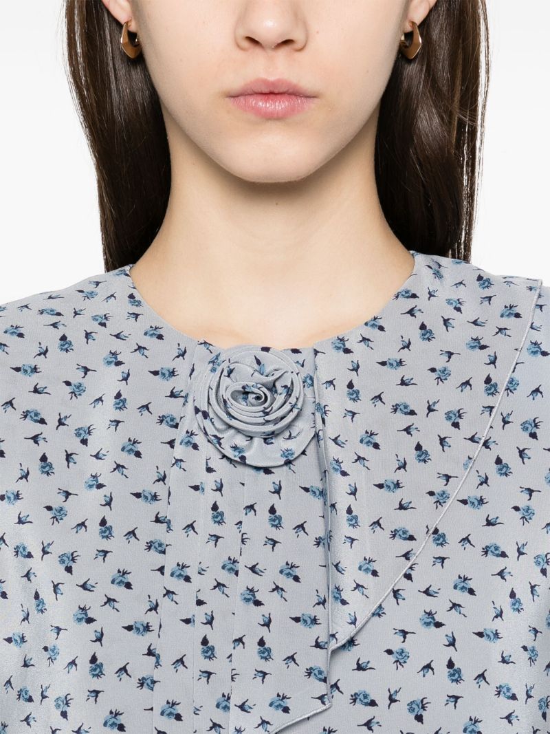 Blue Rose-print Dress