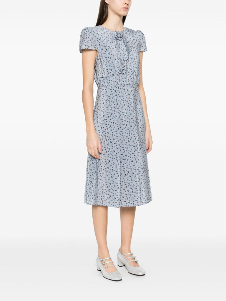 Blue Rose-print Dress
