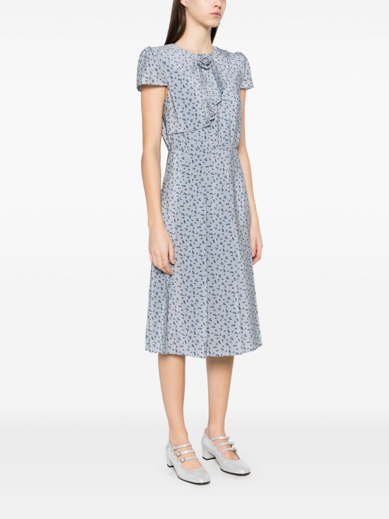 Blue Rose-print Dress