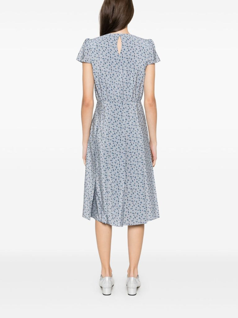Blue Rose-print Dress