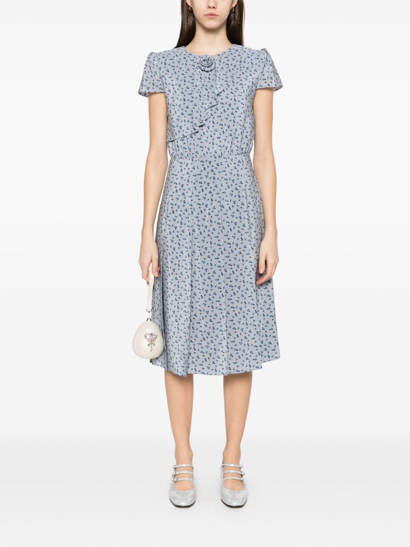 Blue Rose-print Dress