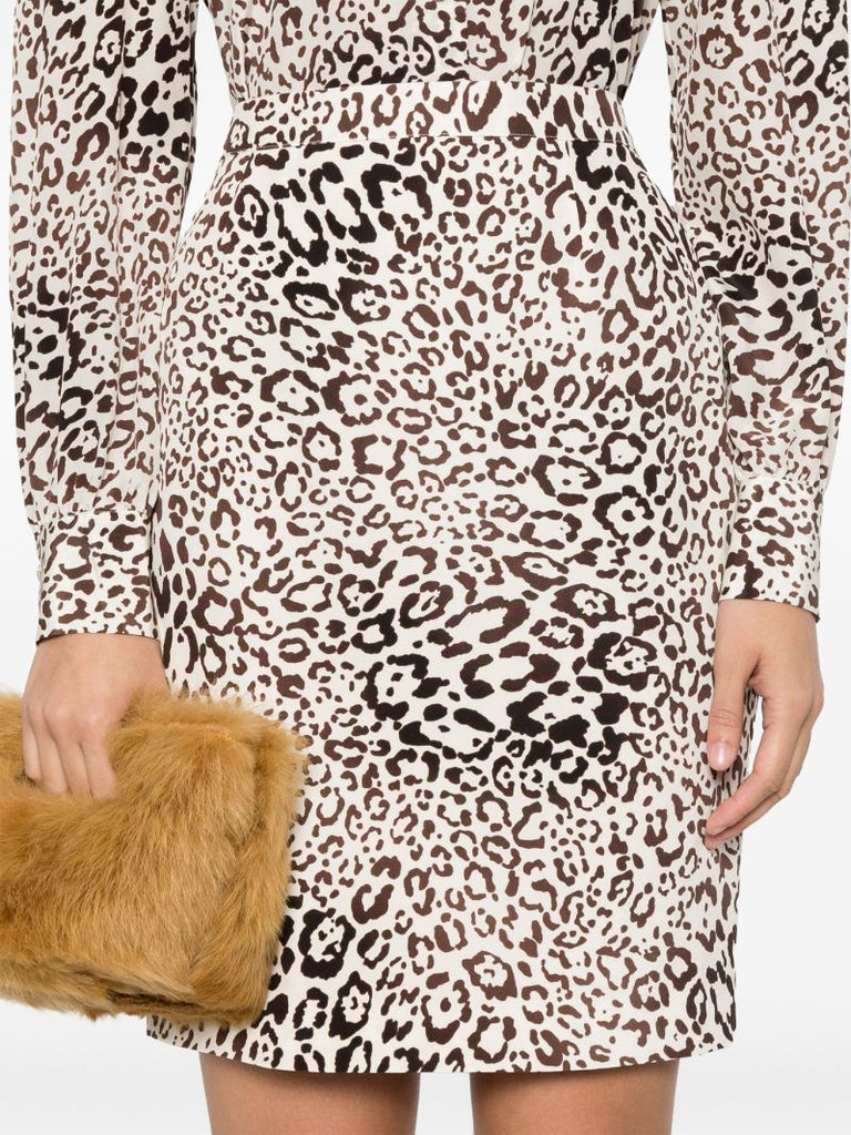 Leopard-print Silk Mini Skirt