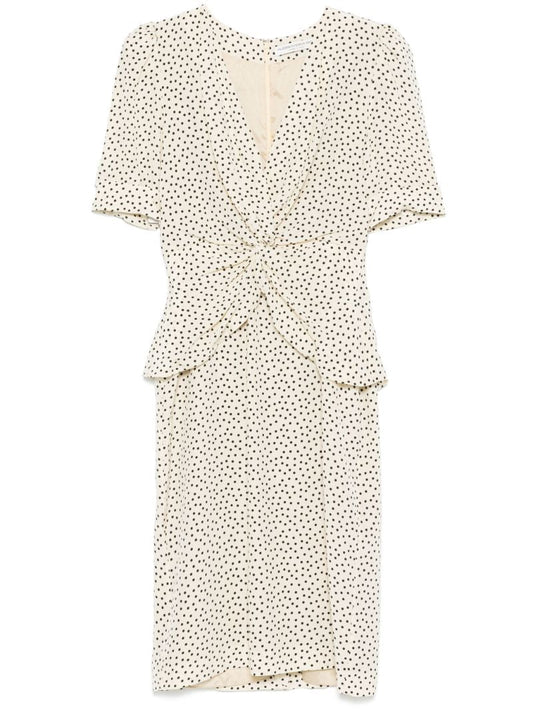 White Polka Dot-print Dress