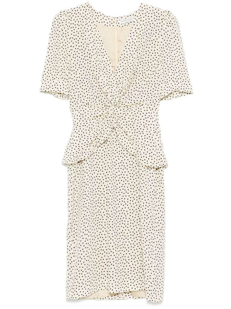 White Polka Dot-print Dress