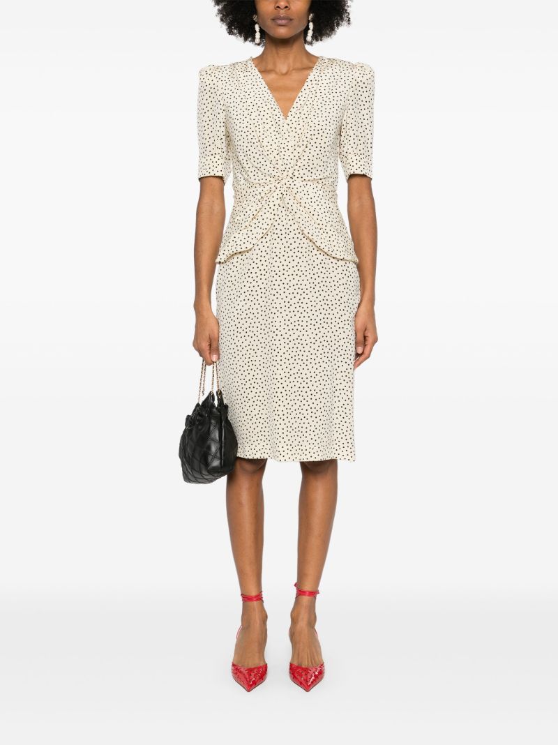 White Polka Dot-print Dress
