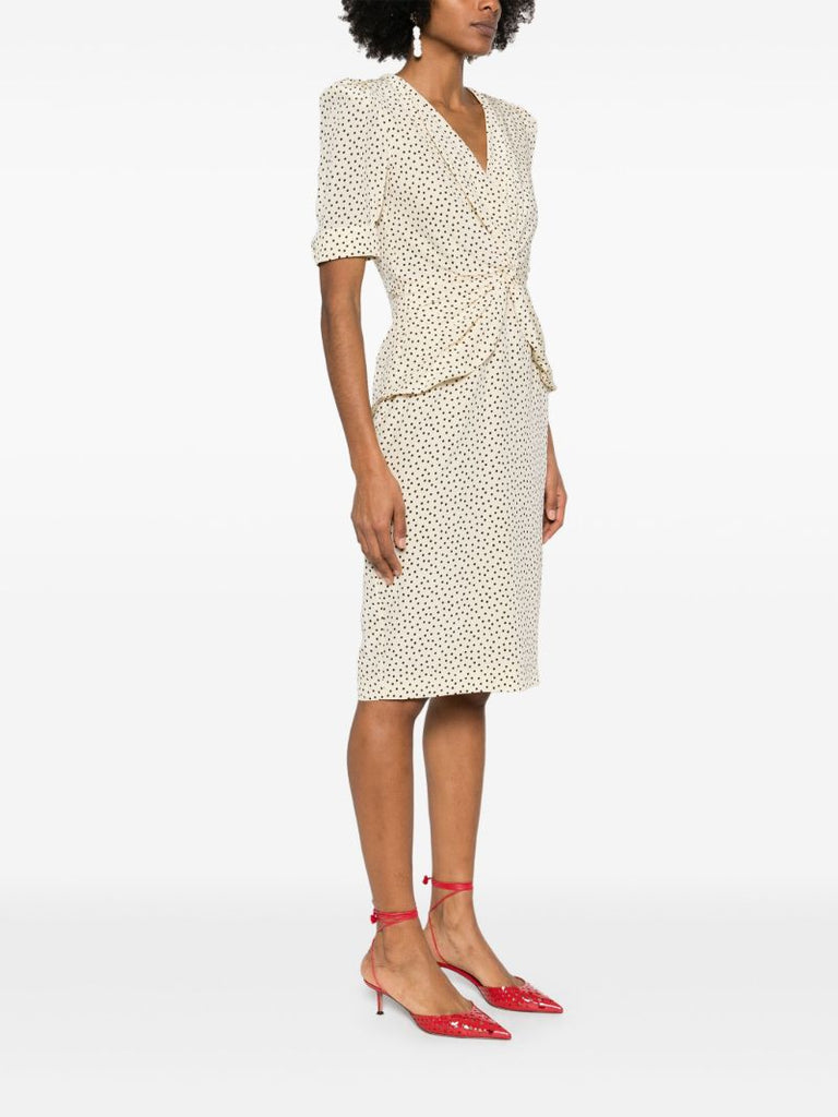 White Polka Dot-print Dress