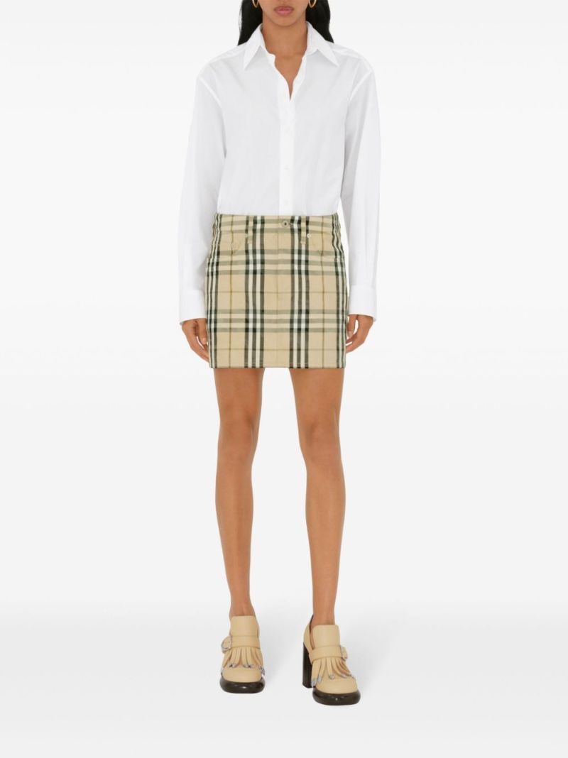 Check Denim Mini Skirt