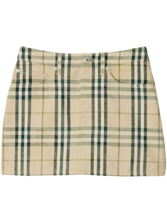 Check Denim Mini Skirt