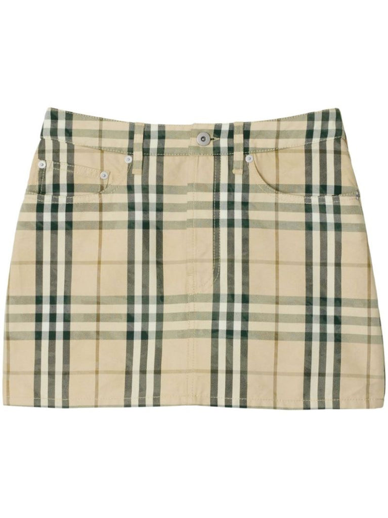 Check Denim Mini Skirt