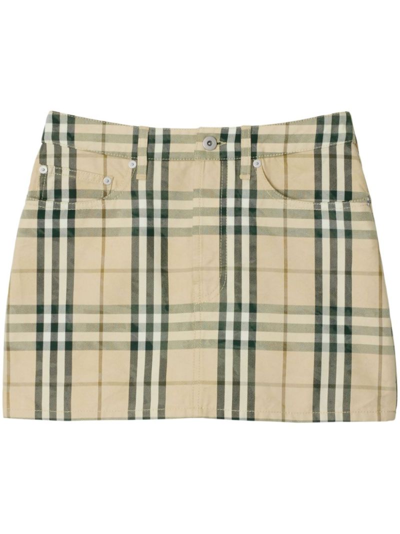 Check Denim Mini Skirt