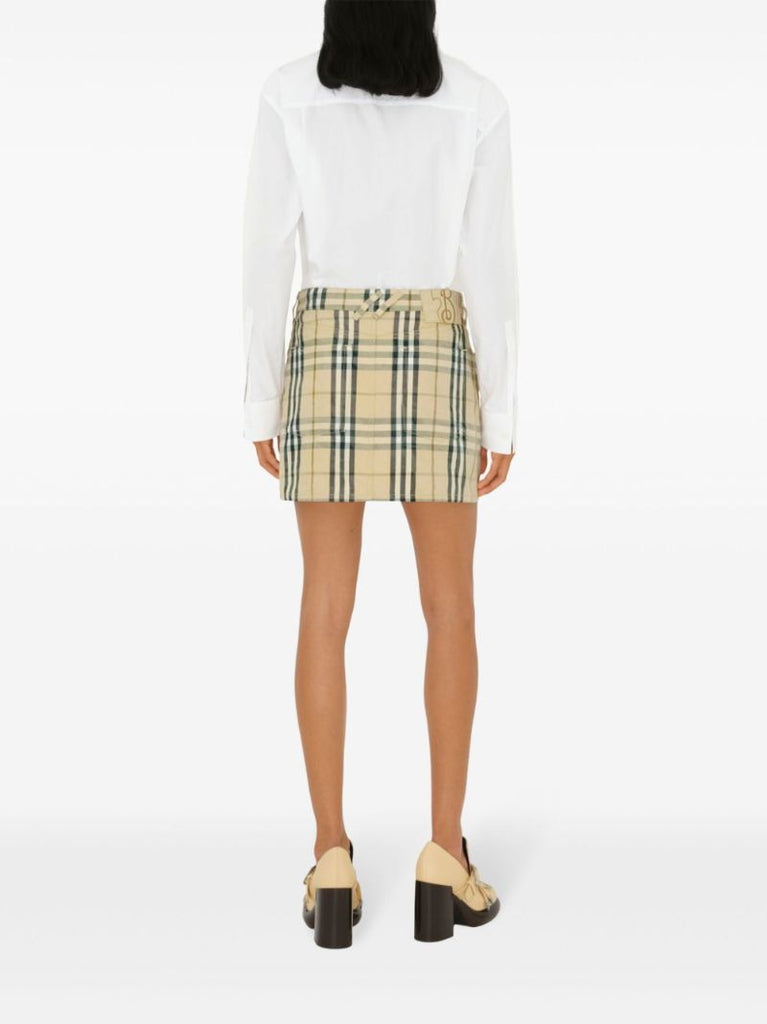 Check Denim Mini Skirt