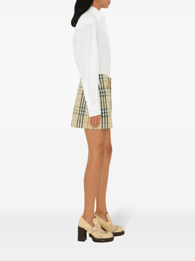 Check Denim Mini Skirt