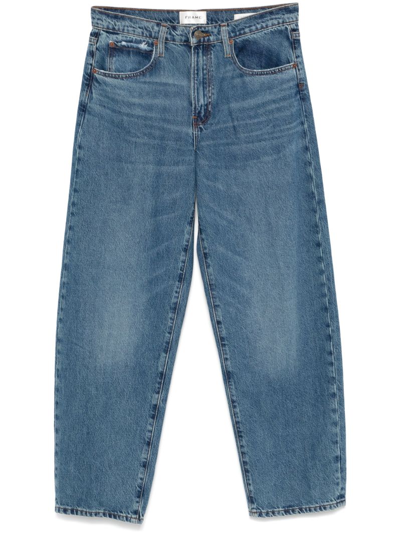 Blue Low Slung Barrel Jeans
