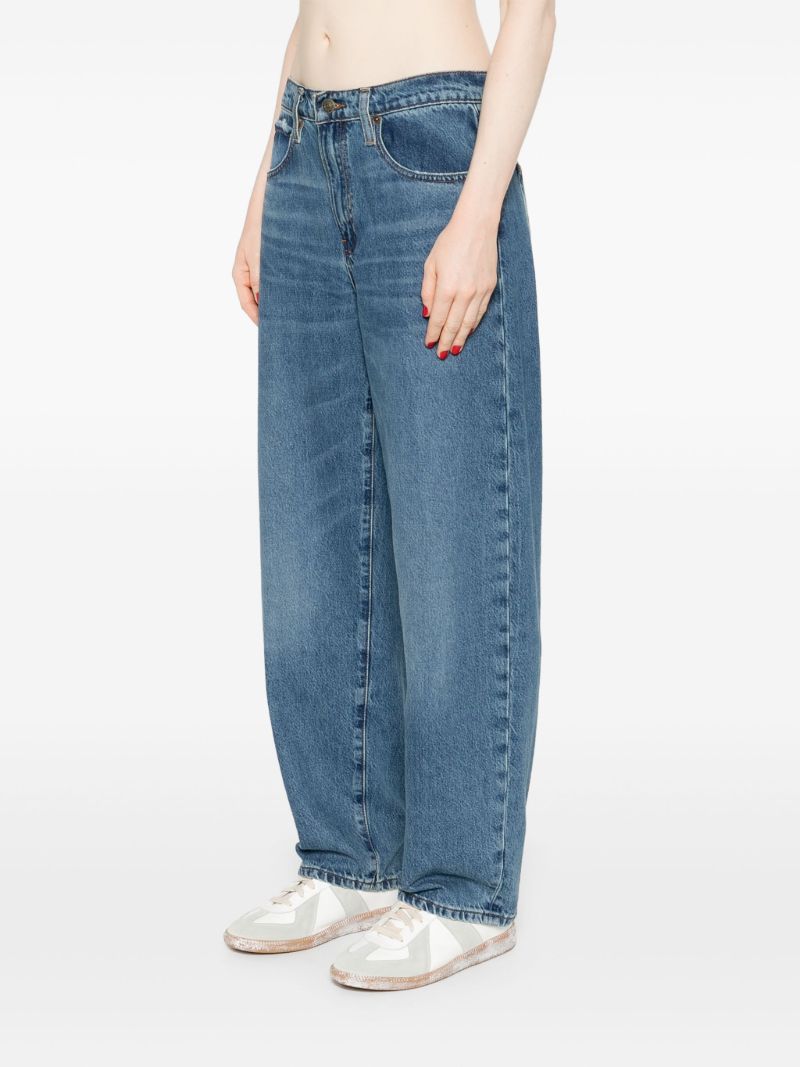 Blue Low Slung Barrel Jeans