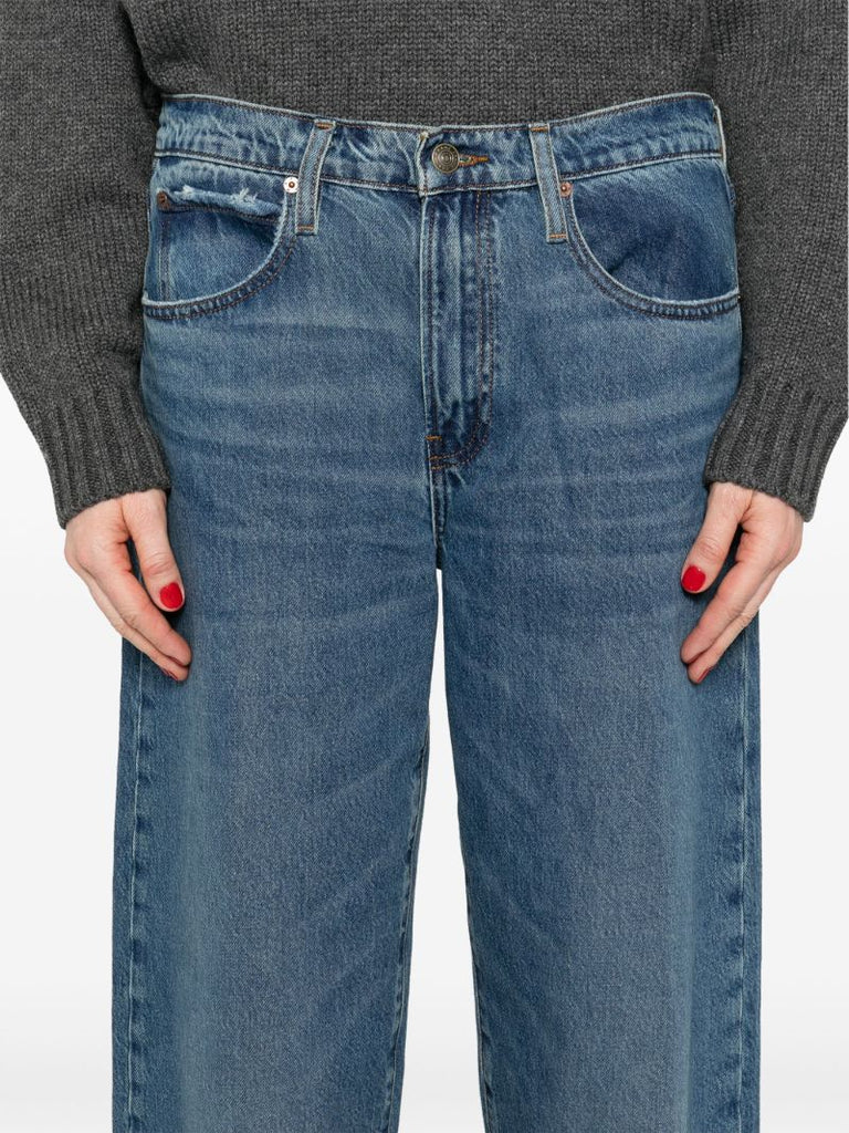 Blue Low Slung Barrel Jeans