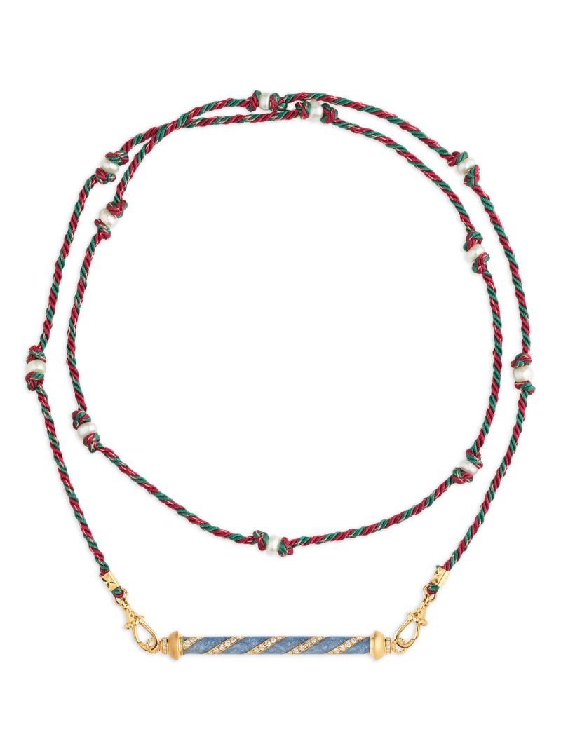 18k Yellow Gold Candy Cane Diamond Necklace