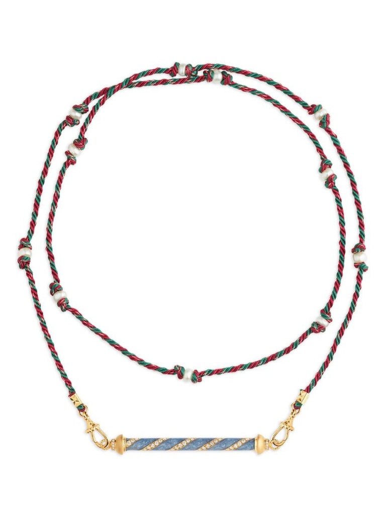 18k Yellow Gold Candy Cane Diamond Necklace