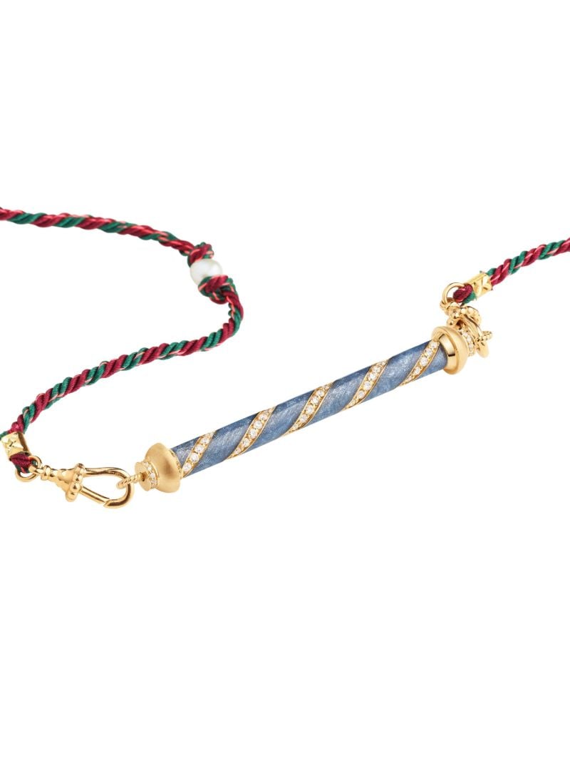 18k Yellow Gold Candy Cane Diamond Necklace