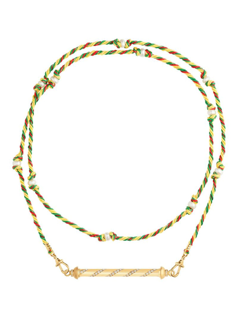 18k Yellow Gold Candy Cane Diamond Necklace