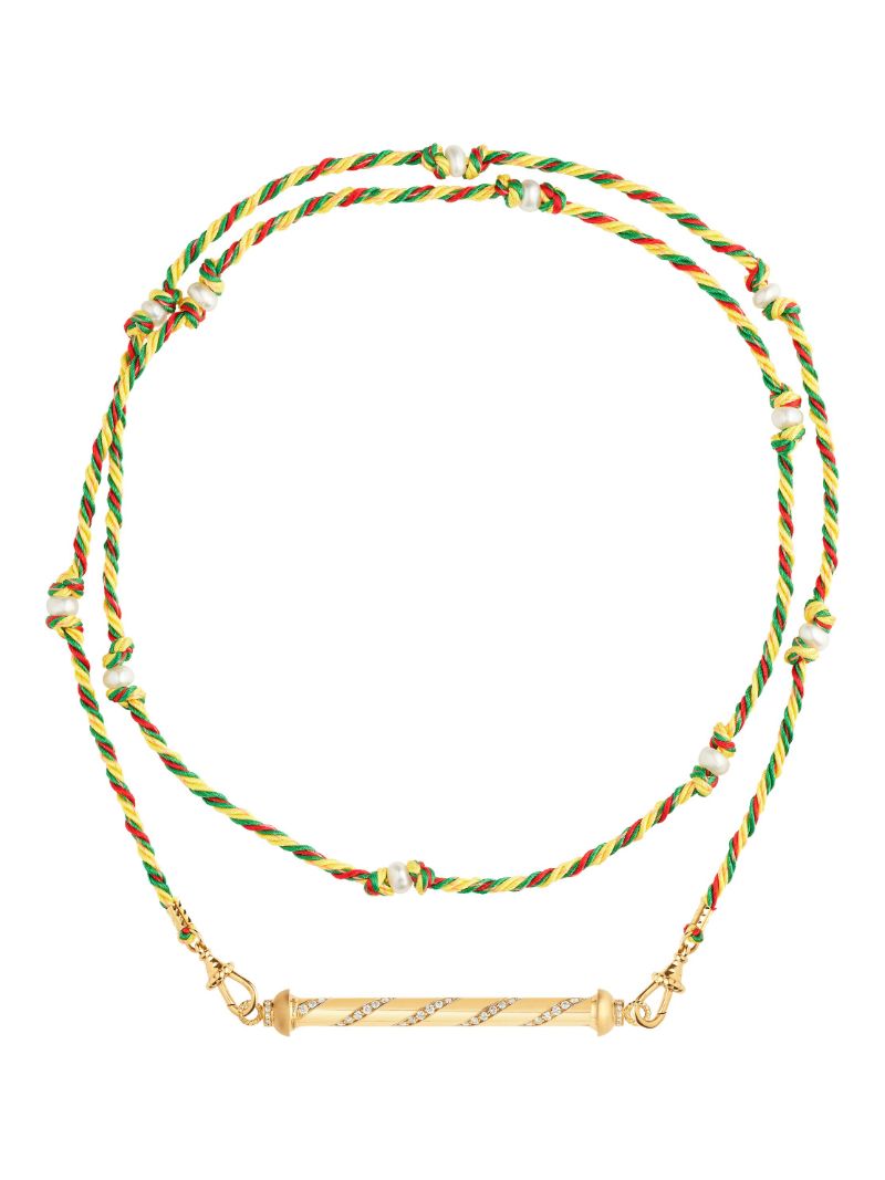 18k Yellow Gold Candy Cane Diamond Necklace