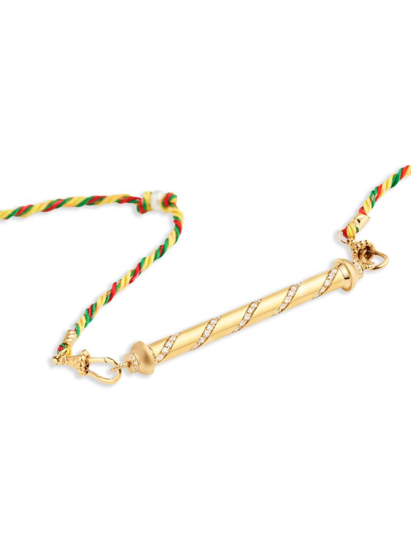 18k Yellow Gold Candy Cane Diamond Necklace