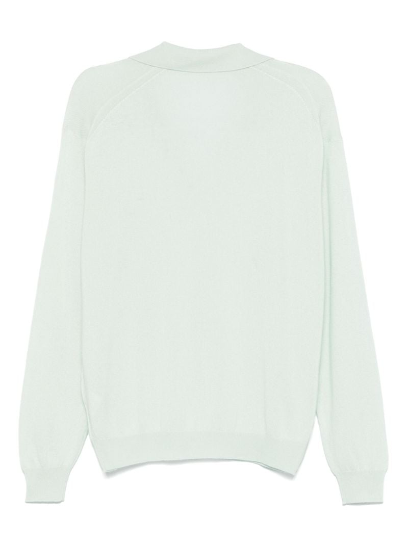 Green Fine-knit Polo Sweater
