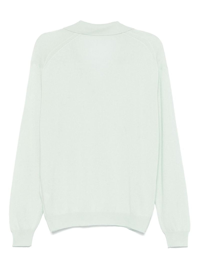 Green Fine-knit Polo Sweater