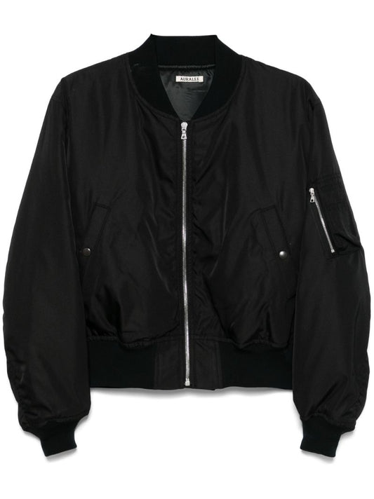 Black Silk Bomber Jacket