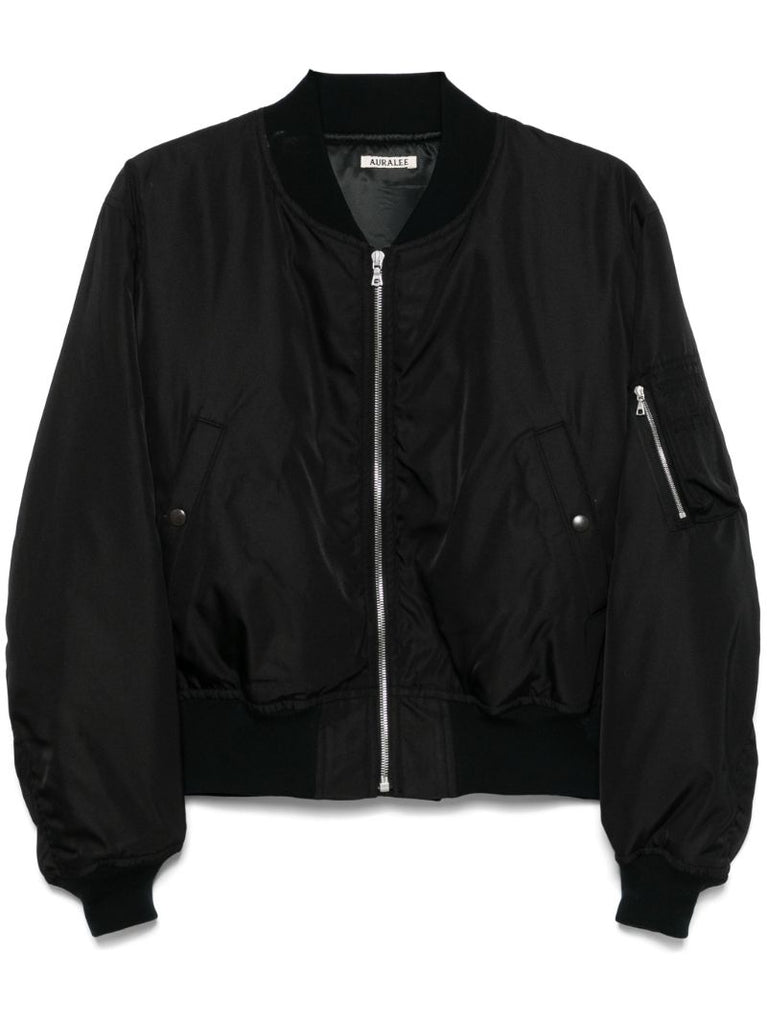 Black Silk Bomber Jacket