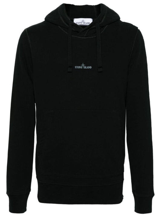 Black Logo-embroidered Hoodie