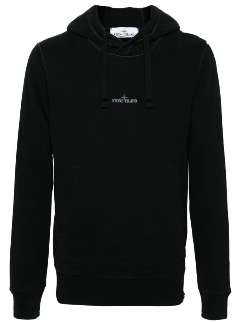 Black Logo-embroidered Hoodie