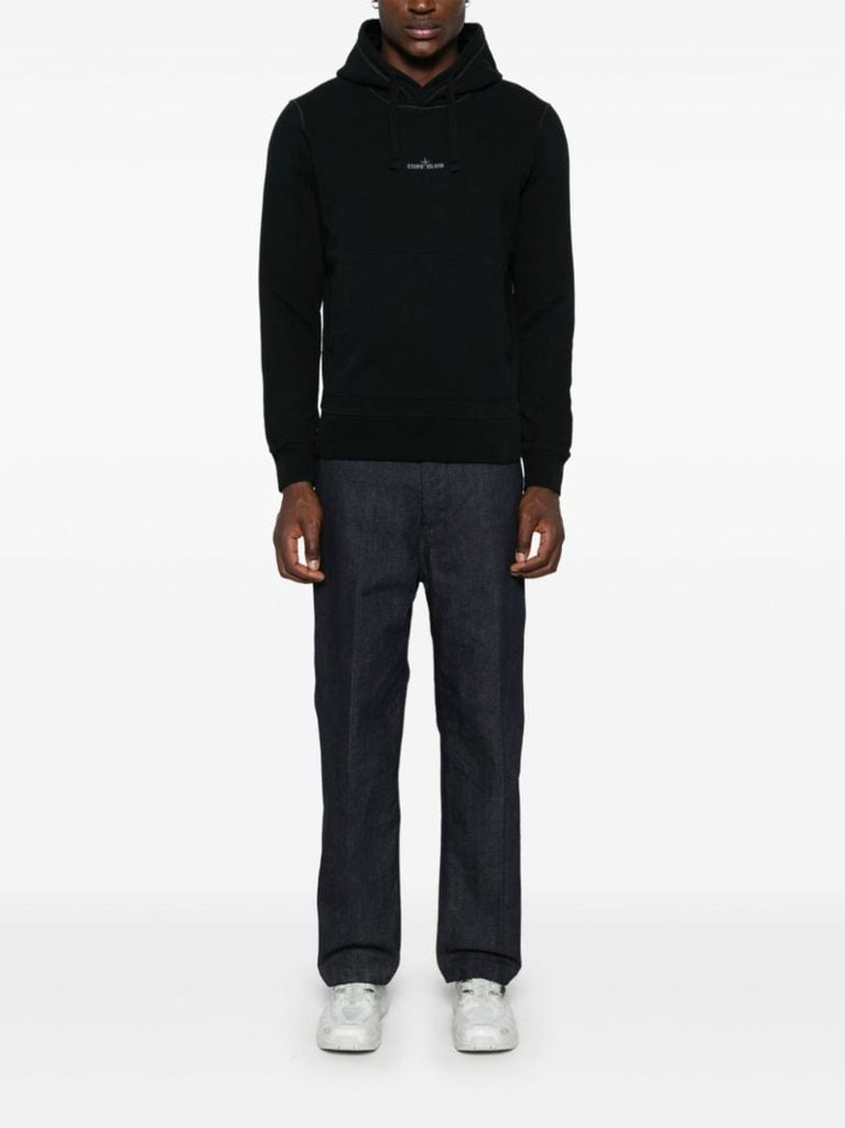 Black Logo-embroidered Hoodie