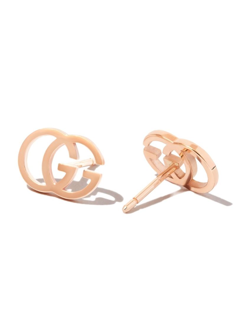 18k Rose Gold Double G Stud Earrings